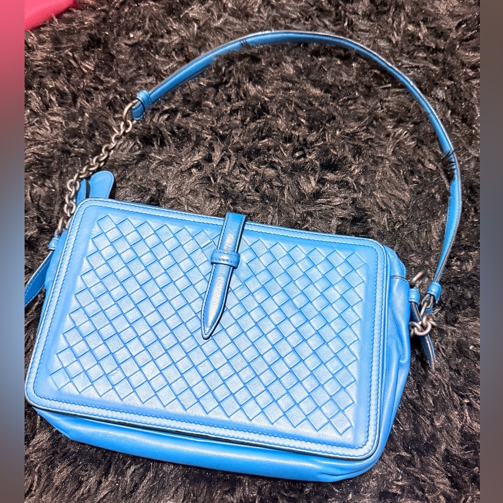 Bottega Veneta Electric Blue Woven Shoulder Bag